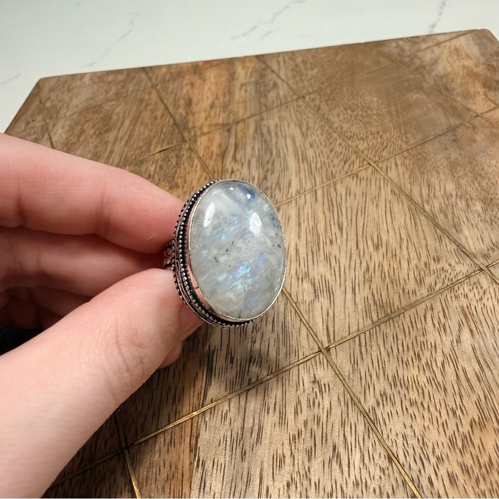 925 Plated Moonstone Ring‎ Size 7